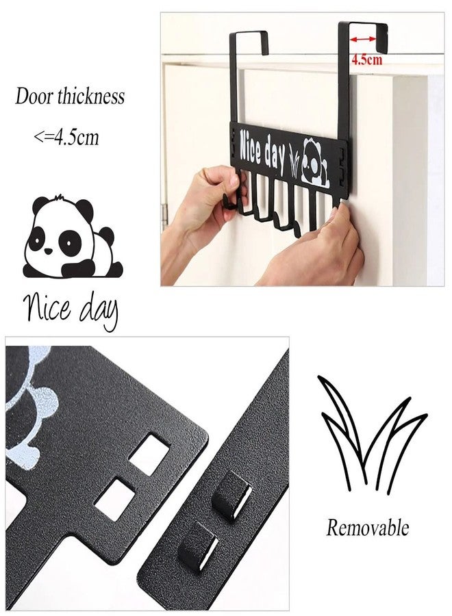 Kotinax Heavy Duty Carbon-Metal Over Door Hook Rack with 6 Hooks, Nice Day Design, Black Metal Door Hanger for Clothes and Accessories, Pack of 2 - Image 5